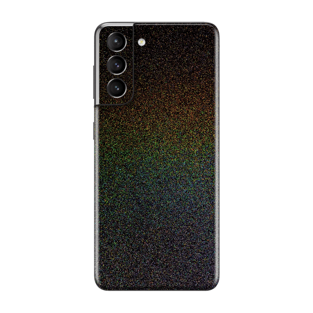 Samsung Galaxy S21 Glossy GALAXY Black Milky Way Rainbow Sparkling Metallic Skin Wrap Sticker Decal Cover Protector by EasySkinz