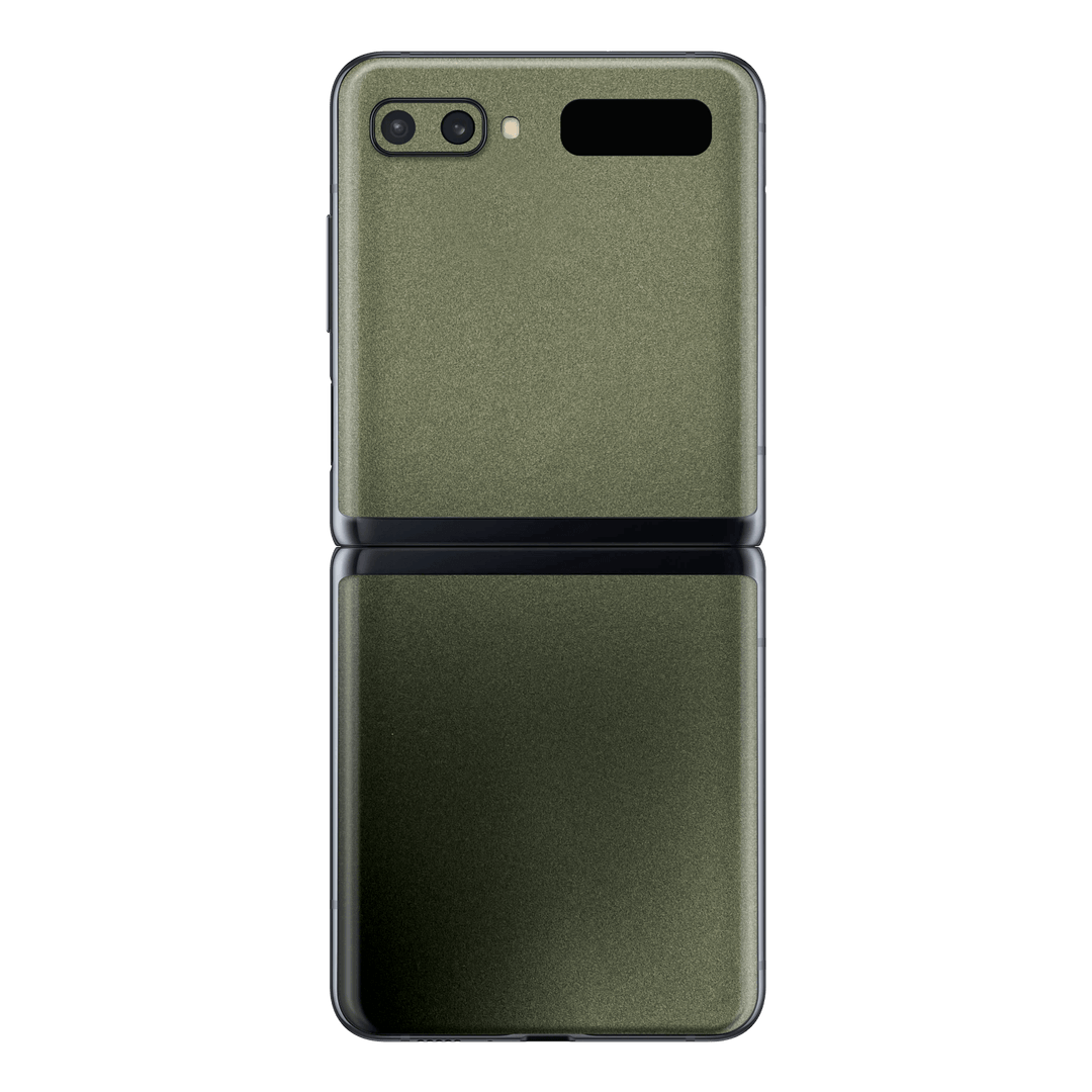 Samsung Galaxy Z Flip 5G MILITARY Green Metallic Gloss Glossy Skin, Wrap, Decal, Protector, Cover by EasySkinz | EasySkinz.com