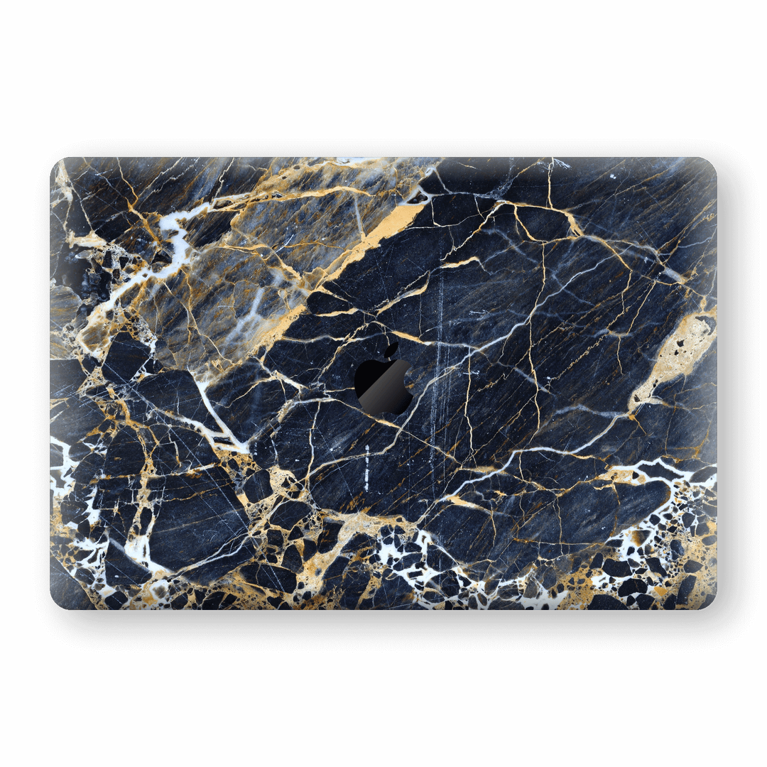 MacBook Pro 15" Touch Bar Print Custom Signature Marble Blue Gold Skin Wrap Decal by EasySkinz - Design 2