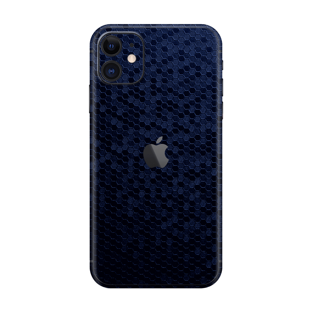 iPhone 11 Luxuria Navy Blue Honeycomb 3D Textured Skin Wrap Sticker Decal Cover Protector by EasySkinz | EasySkinz.com